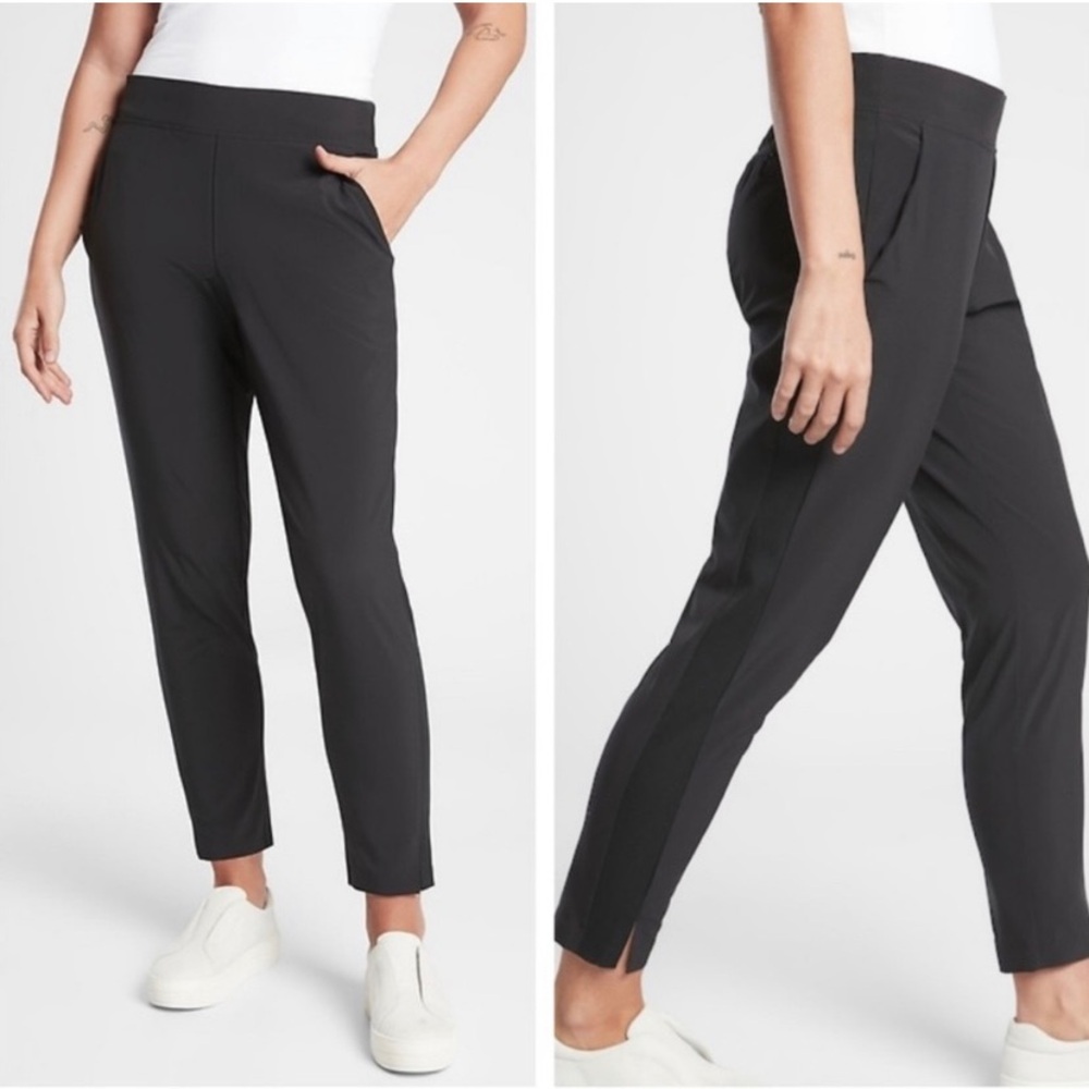 Athleta Brooklyn Ankle Pant Knit Panels Slim Leg Black Joggers